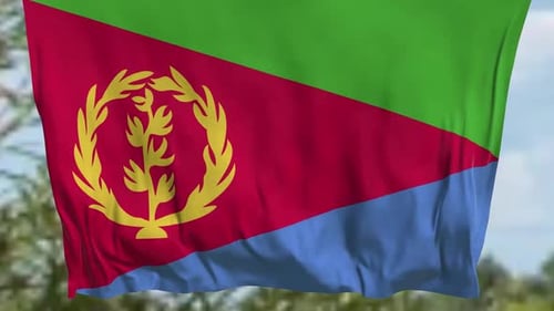 Eritrea National Flag Waving in Slow Motion