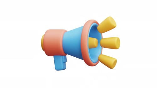 Animated 3D Megaphone Icon for Announcements