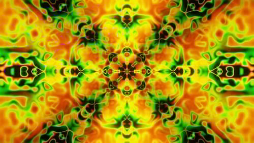 Abstract Yellow and Green Psychedelic Kaleidoscope Vj Loop Animation