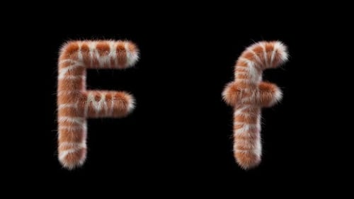 3D animation of a uppercase and lowercase Giraffe woolen letter F