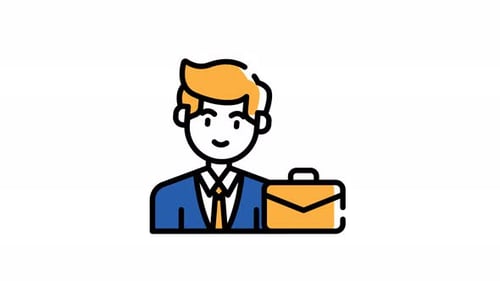 Animated Flat Design Business Person Icon with Briefcase