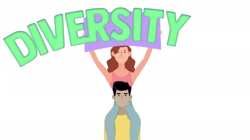Flat Design Diversity Word Reveal on Animated Banner