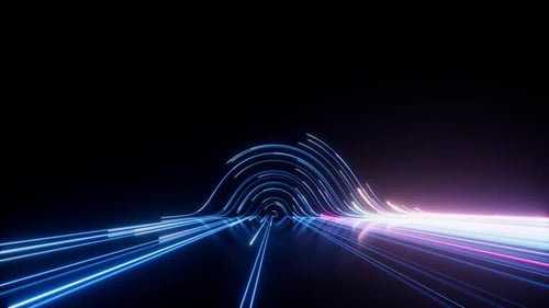 Futuristic Abstract Flowing Light Lines Data Tunnel