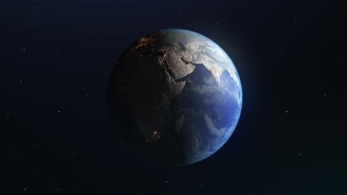 Realistic 3D Earth Planet Spinning in Space