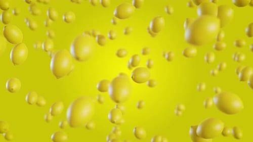 Falling Lemons Against Vibrant Yellow Background