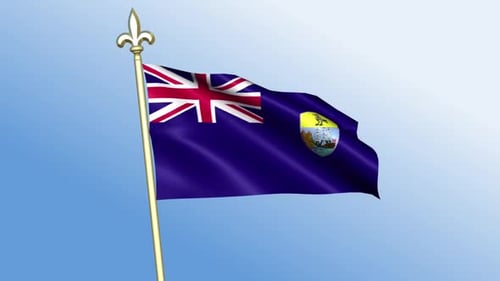 Waving Flag of Saint Helena with Gold Pole Loop