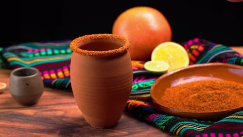 Refreshing Mexican Beverage Preparation with Spice Rim