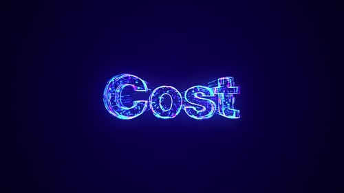 Futuristic Glowing Digital Text Reveal of the Word Cost