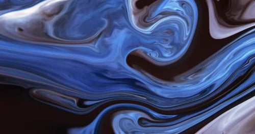 Abstract Blue and Black Paint Swirls