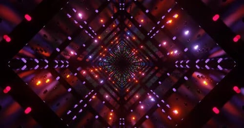 Futuristic Neon Light Tunnel Geometric Animation
