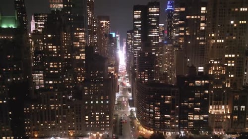 NY at Night City Lights Night in Manhattan NYC NY Aerial View New York City Illuminated Manhattan