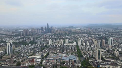 Aerial View of Cityscape With Skyscrapers