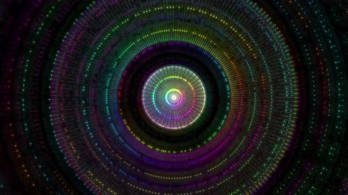 Abstract Colorful Neon Dots Tunnel Background