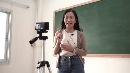 Teacher explains a topic in the classroom