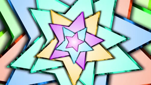 Colorful Glowing Stars Shape Disco Music Background. Vj Loop Animation Of Disco Stars Shape Party Da