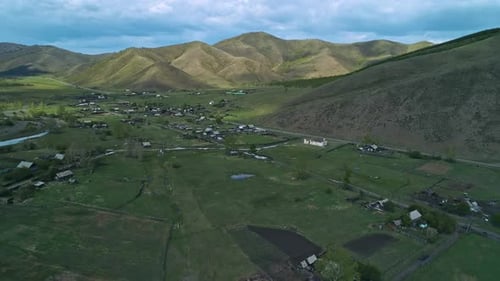 Aerial View of an Abandoned Factory in Natural Landscape Ruined Mountainconcentrating Combine