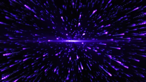 Abstract space stardust background. Flying through purple glowing stars and nebula.