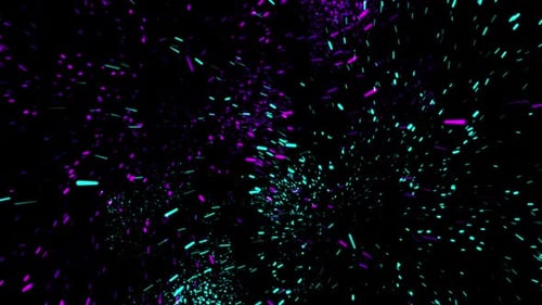 HD 3D animation. Whirlpool of mixed particles, flying on dark background