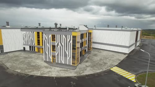 Logistic Center Building with Glass Decor on Facade
