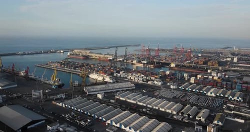 Drone shot of the casablanca harbor during the coronavirus containment