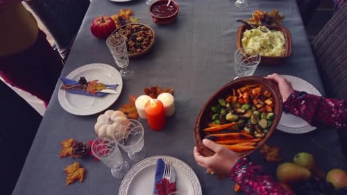 Friends and Family Prepare Holiday Thanksgiving Feast Together