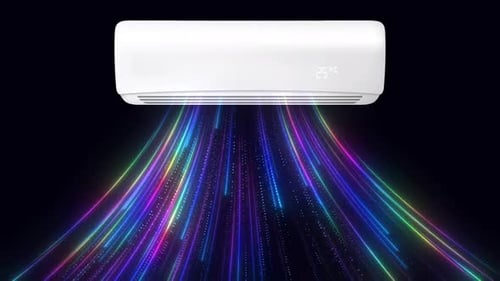 Air Conditioner With Cold Wind Front View