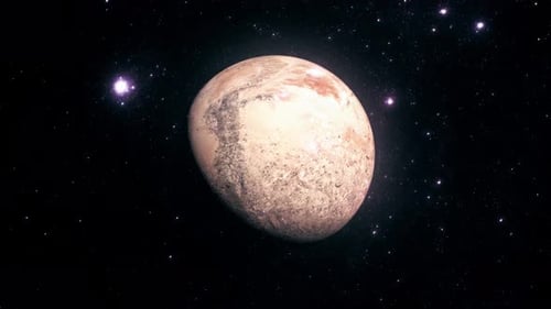 Pluto Dwarf Planet Rotating in Deep Space Animation