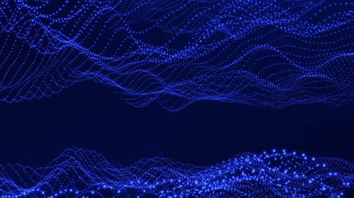 Abstract Blue Digital Wave Particles Background Loop
