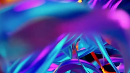 Dynamic Glowing Neon Ribbons Flowing in 3D Space