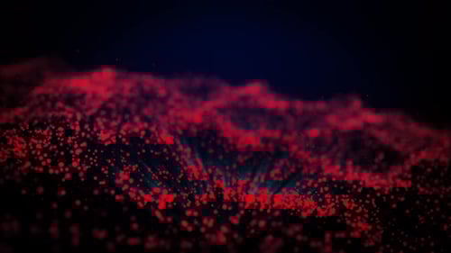 Abstract Red Particle Waves Flowing Motion Background