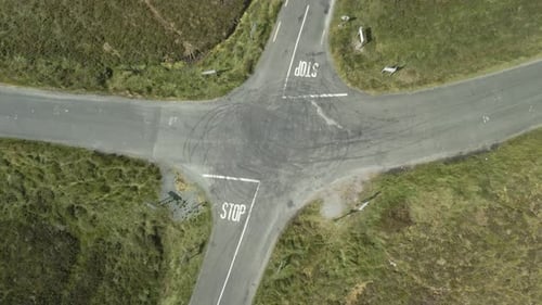 The Main Junction in the Wicklow Mountains Leading to Sally Gap and Lough Tay in Ireland - Aerial To