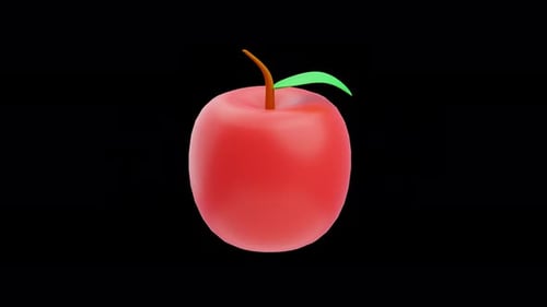 3D Red Apple Rotating Animated Clip