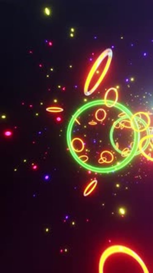 Colorful background with circles and bubbles. Looped animation