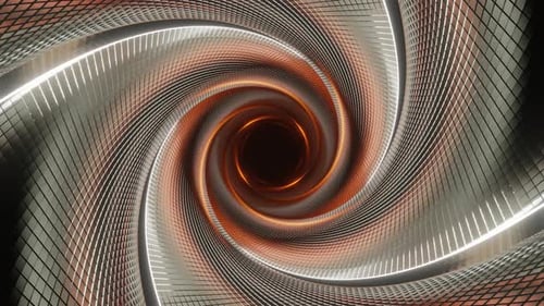 Tunnelhintergrund mit spiralförmigem Netzmuster, Vj Loop, Orange und Silber, 4K