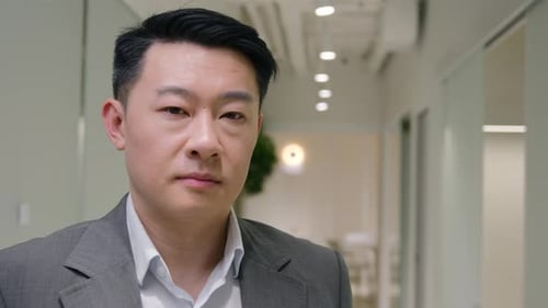 Portrait Asian Businessman Serious Middleaged Ethnic Man Entrepreneur in Office Company Male Mature