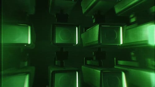 Retro Green Digital Surveillance Camera Array Loop