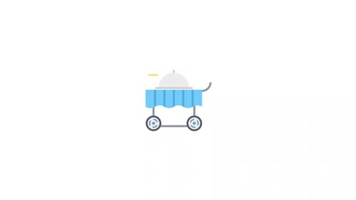 Flat Design Animated Food Serving Cart Icon