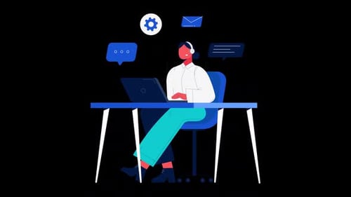 Flat Design Corporate Animation of Customer Support Representative