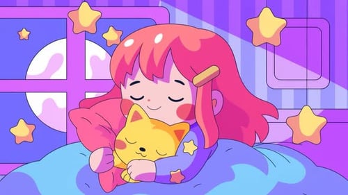 Cute Flat Design Animation of a Girl Sleeping with her Cat