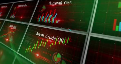 Oil and LNG charts and graphs 3d diagram