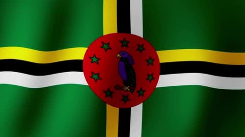 Dominica National Flag Waving Seamless Loop Animation