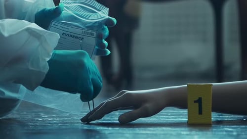 Investigator Collecting Evidence at Crime Scene