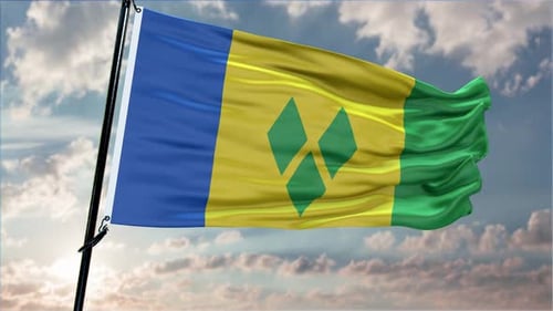 Realistic Saint Vincent and the Grenadines Flag Waving Animation