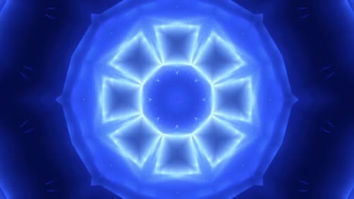 Dynamic Blue Abstract Kaleidoscope Pulsating Light Loop