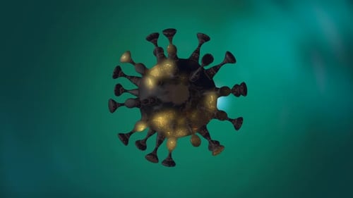 Rotating 3D Virus With Emitting Glowing Particles