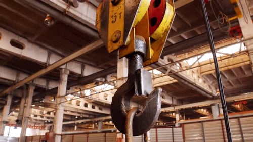 A Big Industrial Lifting Chain with a Hook on the