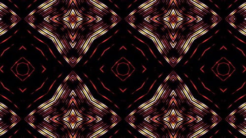 Abstract Geometric Kaleidoscope Pattern Glowing Lines Loop