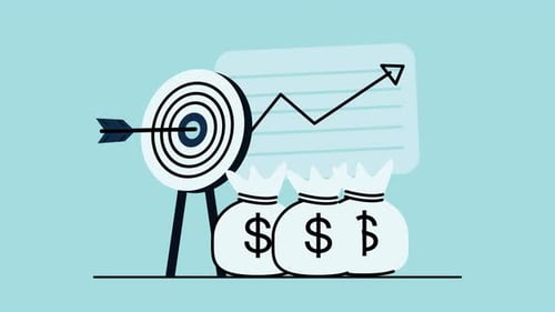 Flat Design Business Target and Financial Growth Animation