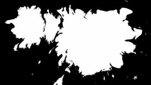Expanding White Ink Blots on Black Background Animation