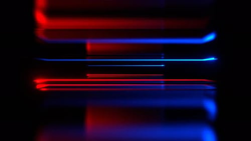 Red And Blue Neon Rectangular Shapes Moving Background Vj Loop In 4K
